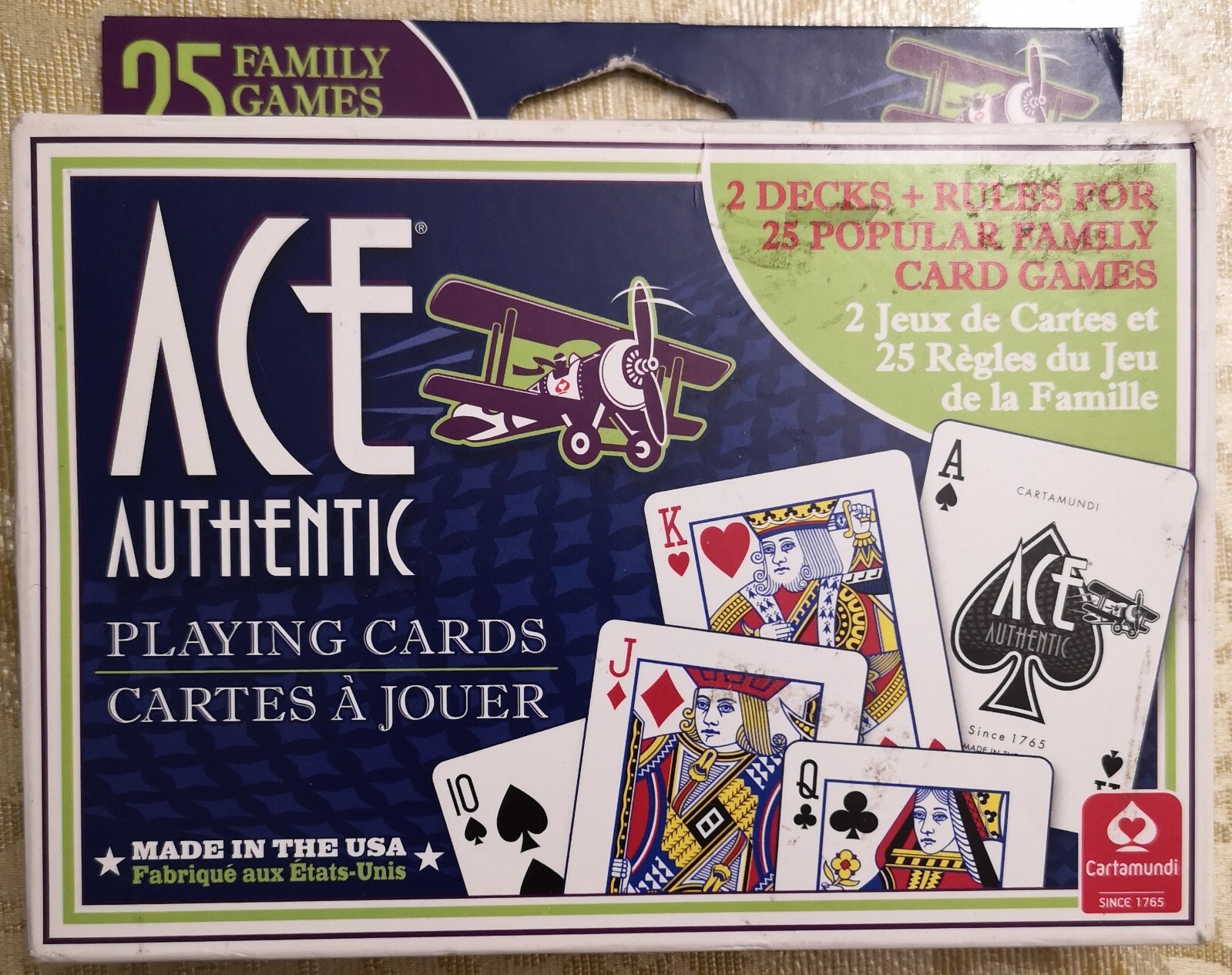 ACE Authentic Playing Cards.2 Decks plus Rules for 25 Popular Family Card Games.-image