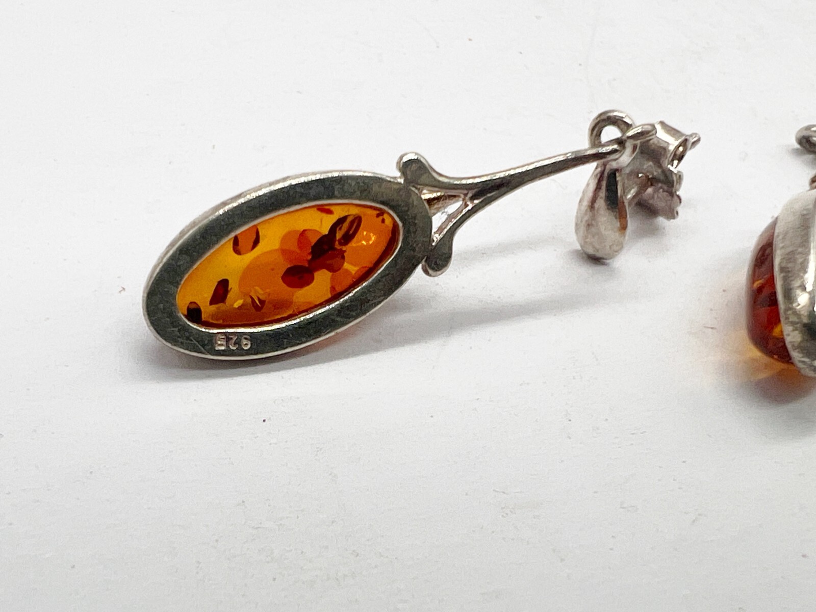 VINTAGE SOLID STERLING SILVER AMBER SOLITAIRE PEN… - image 6