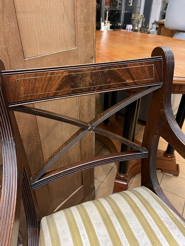 Biedermeier Salon 9 Teile Kirschbaum Antik Zimmer Möbel Tisch Stühle Standuhr - Bild 13 von 24