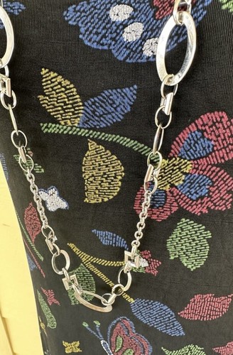 Vintage Lia Sophia Silber Creolen Kette Glieder Halskette / verstellbarer Gürtel 90’er - Bild 3 von 5