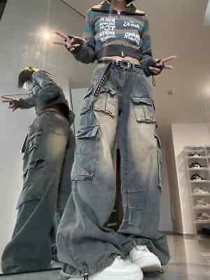 Women Wide-leg Cargo Pants Summer high-waisted y2k baggy Women Wide-leg Cargo Pants Summer high-waisted y2k baggy
