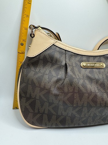 Michael Kors Brown & Tan Signature Small Shoulder Bag Handbag, Style AP1211 - Picture 19 of 20