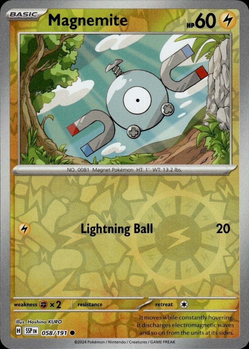 Pokemon - Magnemite 058/191 - Reverse Holo - Surging Sparks - NM/M