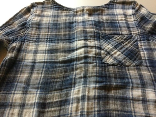 Camicia donna Anthropologie in tessuto e pietra taglia S, blu a quadri con lacci sul retro - Foto 2 di 6