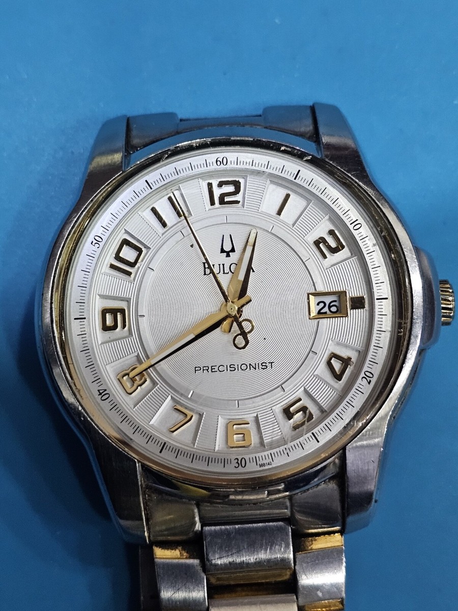 98B140 BULOVA SILVER PRECISIONIST WHITE DIAL WATCH B2-11