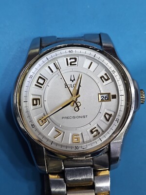 98B140 BULOVA SILVER PRECISIONIST WHITE DIAL WATCH B2-11 - Main Image
