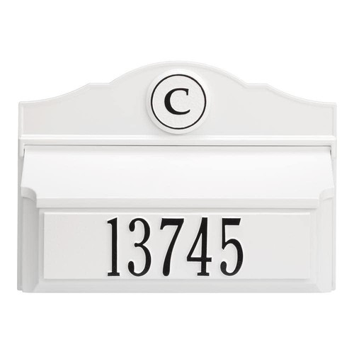 Unbranded Wall Mailbox 14.5" Fade Resistant Aluminum White W/ Plaque + Monogram