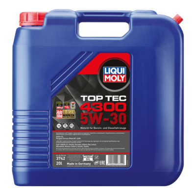 Motoröl Motorenöl Top Tec 4300 5W-30 Leichtlauf 3742 20 Liter LIQUI MOLY 
