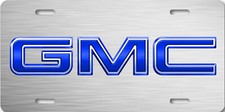 Gmc Inspired Art Blue Emblem Aluminum License Plate Tag Brushed Steel Look Gmc Inspired Art Blue Emblem Aluminum License Plate Tag Brushed Steel Look