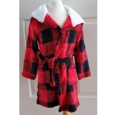 Boys Girl Falls Creek Buffalo Check Plush Fleece Bath Robe Size XS Sm Hooded NWT