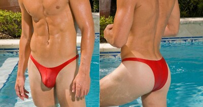 MCT Bade SLIP Badehose Swell Push-Up Rio TANGA BULGE POUCH ROT in S M L XL 2XL