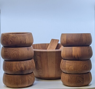Vintage Dansk Jens Quistgaard Teak Wood 11 Piece Salad Bowl Set | eBay
