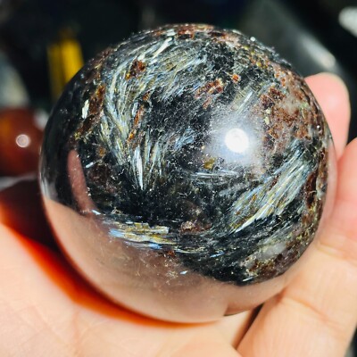 337g Natural Astrophyllite Fireworks Stone Quartz Crystal Sphere Ball Healing