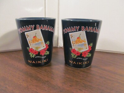 2 x TOMMY BAHAMA WAIKIKI Favorite Hotspot shot glass set Hawaii cup lot barware