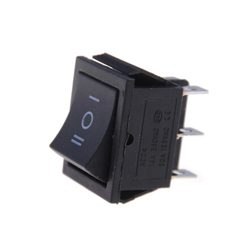 2PCS KCD4 Rocker Switch Black DPDT ON/OFF/ON 6 PIN 16A/250VAC 20A/125VA_hs1. - image 2 of 4