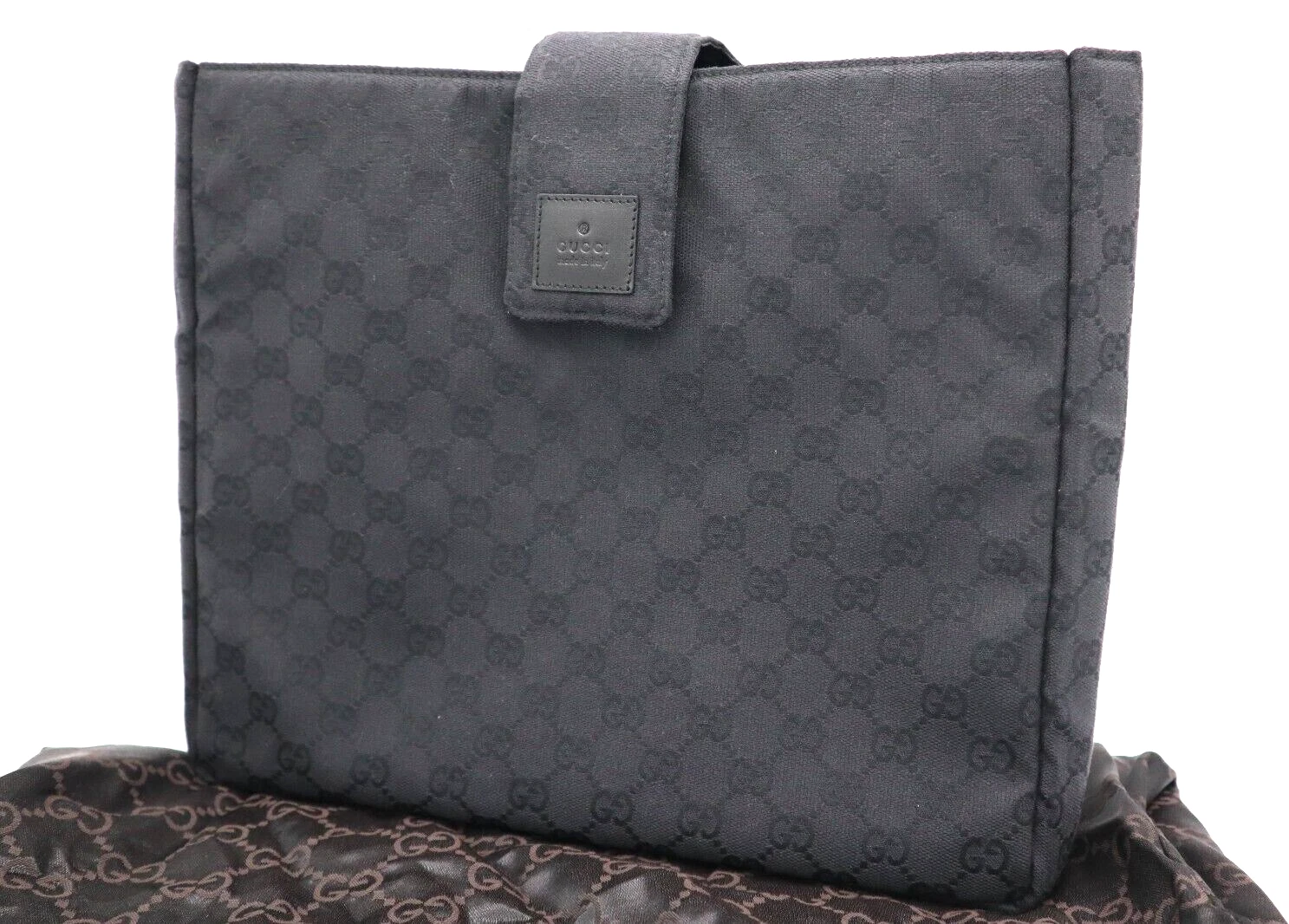 Sac pochette GUCCI deuxième sac GG toile noire authentique