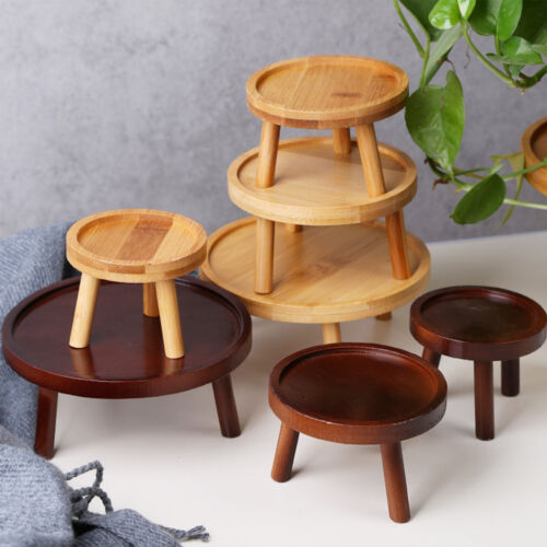 Small Wooden Stool Round Wood Foot Sitting Chair Side Table Plant Display Stand