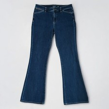 Ralph Lauren Jeans Real Leather Trim Flare Bootcut Dark Wash Denim Women's 8