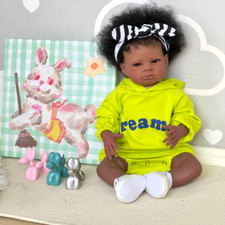 20inch Reborn Baby Dolls Dark Brown Skin Lifelike Newborn Rooted Afro Hair Gifts