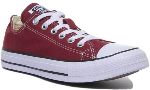 Converse Hommes Lacets Coupe Basse Toile Baskets En Bordeaux
