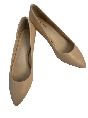 Cole Haan Quincy Nude Leather Kitten Heels Size 7.5 B 8971 EUC Comfort