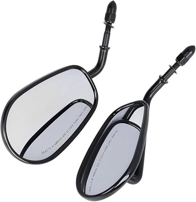 Black 8mm Teardrop Rearview Mirrors Compatible with Harley Davidson Road King CV Foto 3 de 4