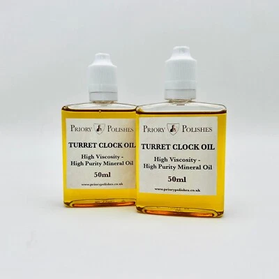 2 X Priory Turret Clock Oil 50 ml- For the larger Clocks - Free P&P