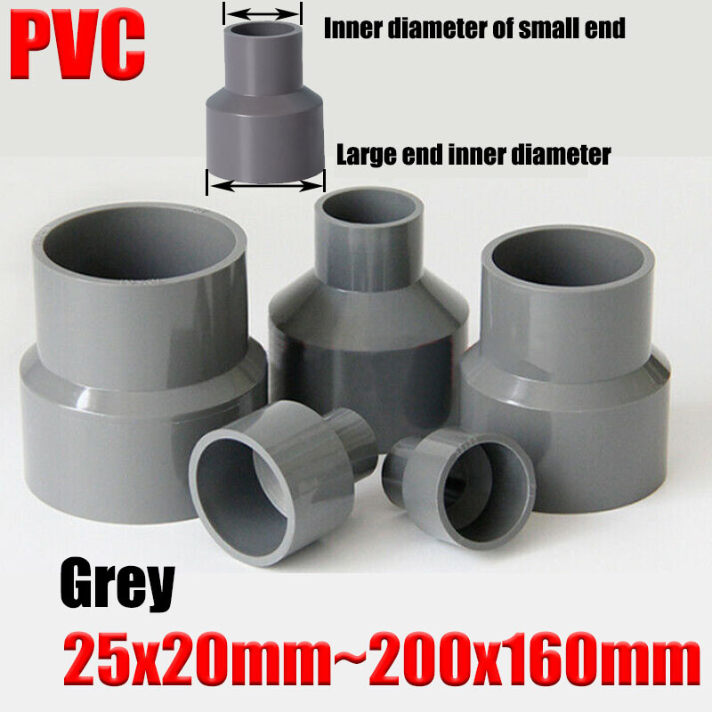 Conector reductor de PVC conector reductor concéntrico acoplamiento de enchufe gris 20-200 mm