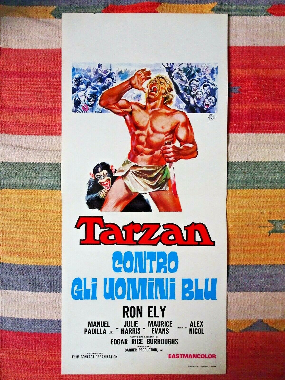Locandina originale film Tarzan contro gli uomini blu (1973) - Regia di Alex Nicol