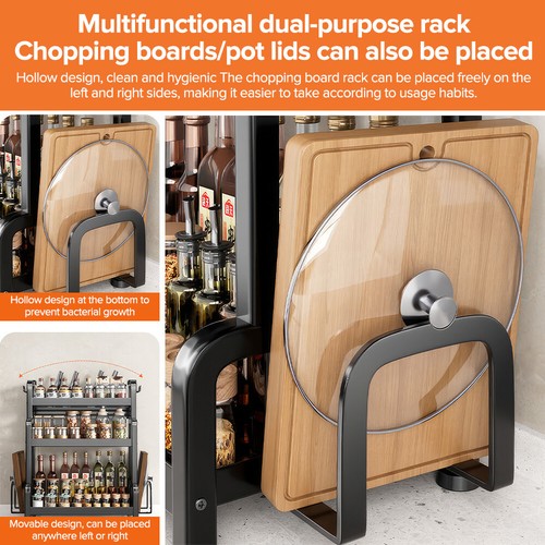 3 Tiers Kitchen Organiser Spice Rack Jar Shelves Storage Seasoning Stand Shelf - Picture 9 of 17