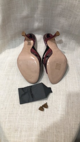 MIU MIU Sandali da donna in pelle di pitone multicolore scamosciata taglia US 8,5 (38,5) - Foto 8 di 11