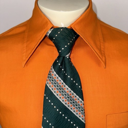 Vintage Tie Clip On Mens Necktie 60s 70s Polyester Wide Ugly Gaudy Disco Snapper - Picture 4 of 11