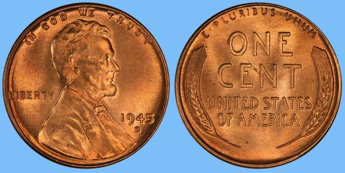 1945 D Lincoln Cent Penny ~ BU UNCIRCULATED ~ 1c Coin Collectible
