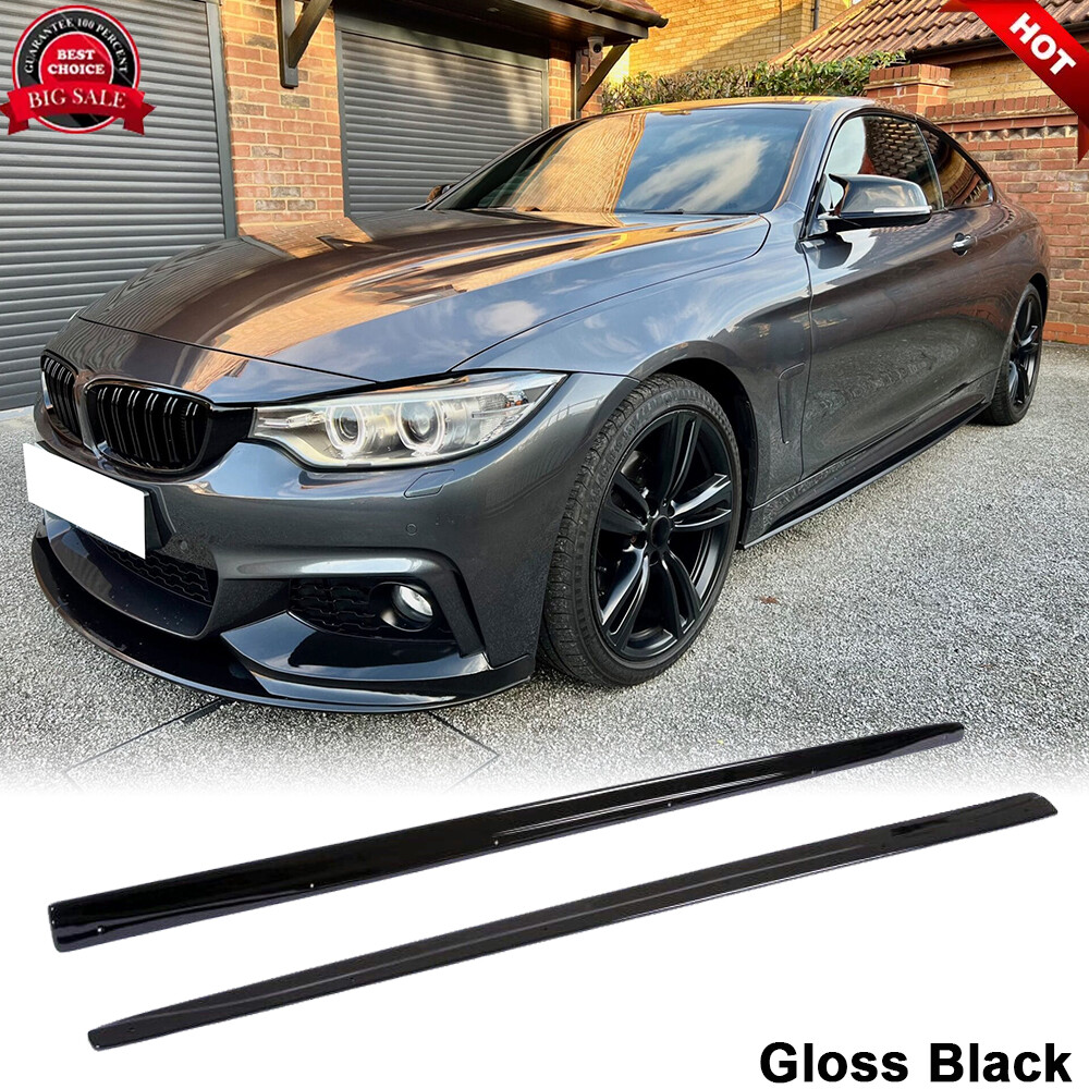 For BMW F32 F33 F36 435i M Sport 2014-19 Gloss Black Side Skirt