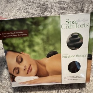 Spa Comforts Hot Stone Therapy Set 7 Basalt River Stones Bag & Glove