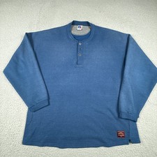 Vintage Russell Athletic Sweatshirt Mens XL Blue Henley Blank 90s Made USA READ