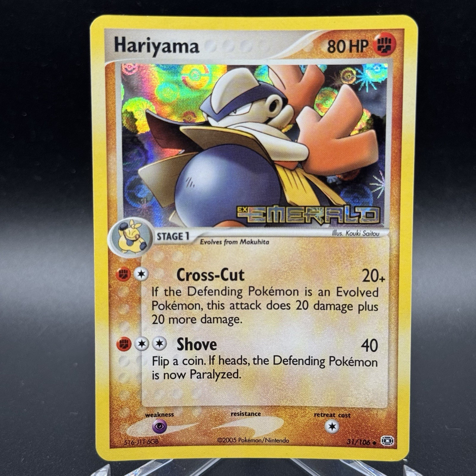 Hariyama EX Emerald 31/106 Reverse Holo Rare Stamped M/NM