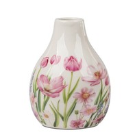 Dekovase Blumenzeit H. 12Cm Weiß Rosa Aus Porzellan Formano F26