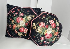 Vintage Set of 2 12” Throw Pillow Bouquet Victorian Rose Shabby Chic Estate Find