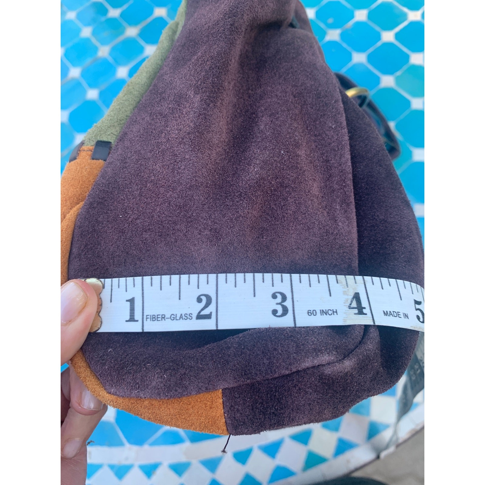 VINTAGE SUEDE PATCHWORK WHIPSTITCHED LEATHER SHOU… - image 7