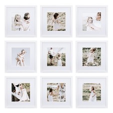 9 Piece Gallery Wall Frame Set, 12x12 Inch, White