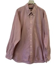 Burberry London Men’s Button Down Shirt Red Striped 17/36 XXL Made in USA #C2