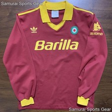 Vintage AS Roma 91/92 Home Size S Official Long Sleeve Soccer Jersey adidas