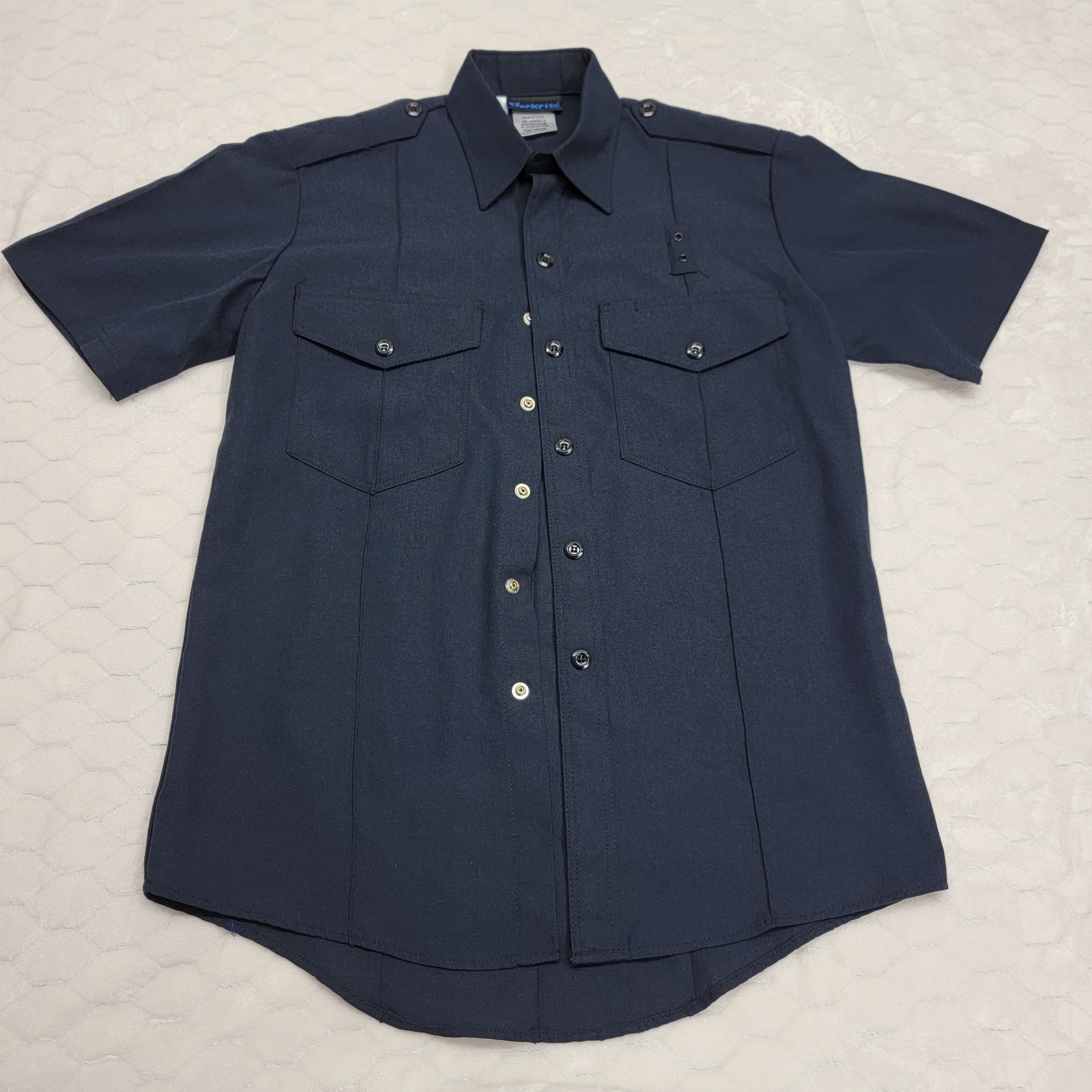 Workrite Benchmark FR Nomex Uniform Shirt Navy Blue Mens 38 Small NFPA 1975