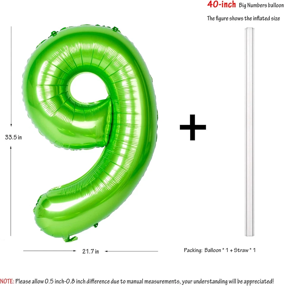 40-дюймовый большой зеленый цифровой воздушный шар номер гелиевая фольга полиэстер пленка джунгли - Изображение 2 из 4