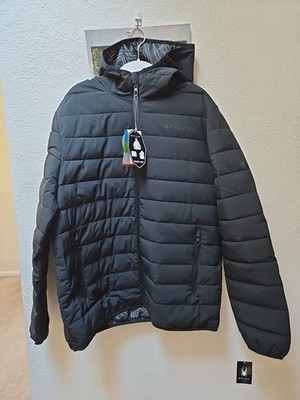 Mens Spyder Jacket With Attached Hood Black Size Large NWT