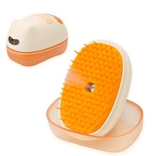 Cat Steam Brush for Easy Grooming &ndash; Dual-Head Petting & Shedding Cream White