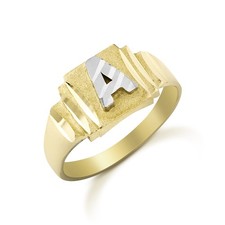 10k Gold Classic Square Two-Tone DC Initial Ring Baby 