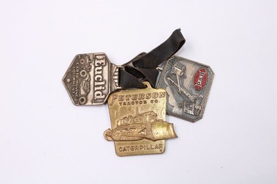 EUCLID P&H CATERPILLAR MEN'S vintage work key chains x3 on same leather strap