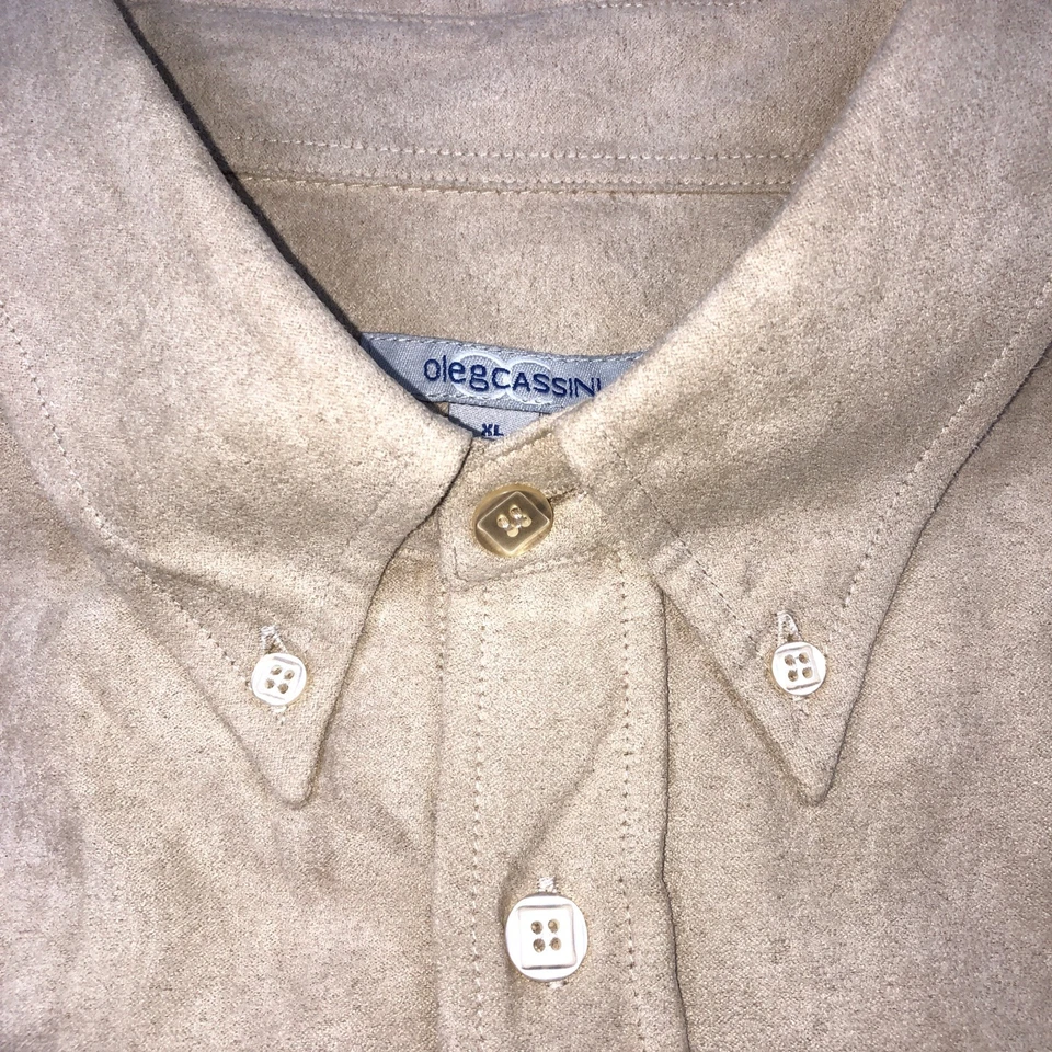 Camisa Oleg Cassini Para Hombre XL Gamuza Vaquero Occidental Manga Larga Camisa Abotonada Foto 3 de 4